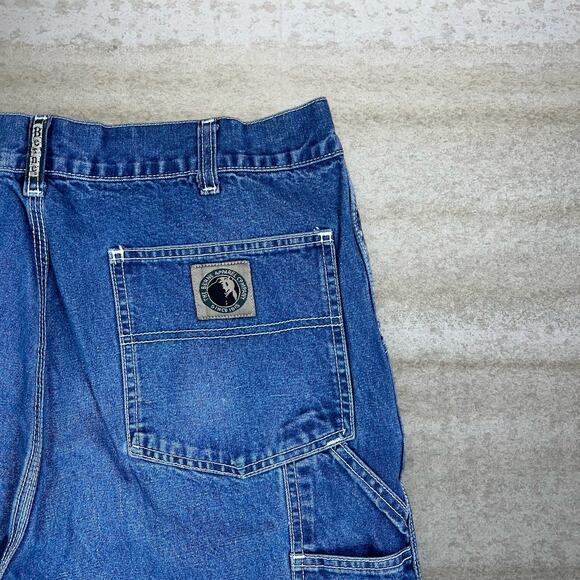 Vintage Berne Carpenter Jeans Medium Wash Work Wear Denim Baggy Bear Logo 90s - Picture 3 of 4